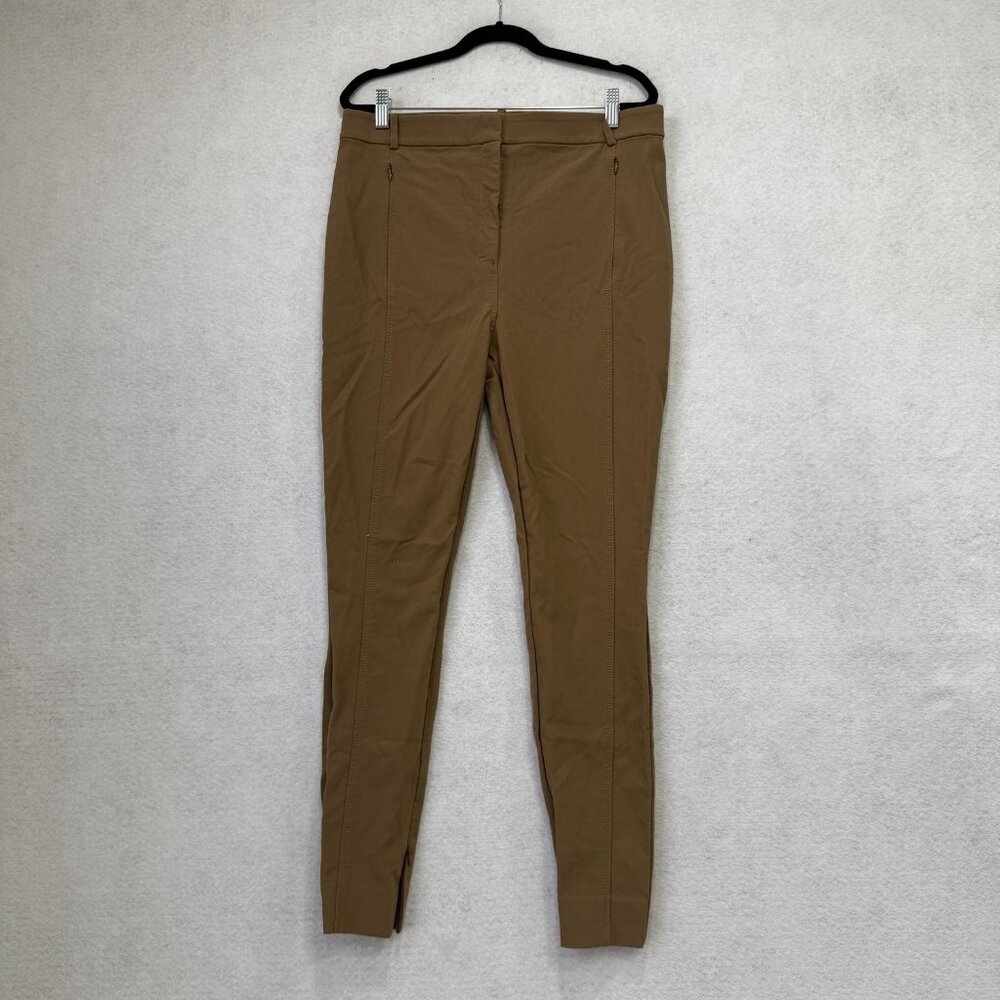 M.M. Lafleur Pants Womens 12 Brown Skinny Ankle Slit Stretch Dress Work Office
